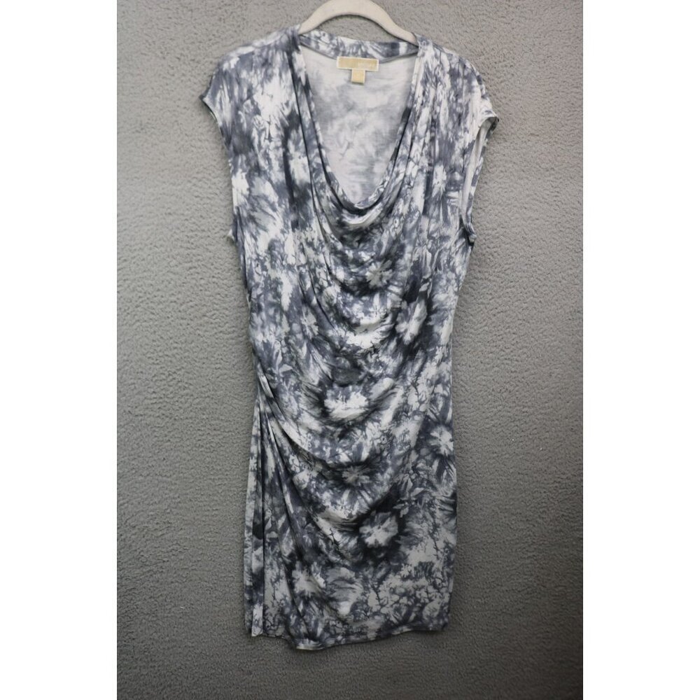 Michael Kors Cowl Neck Sleeveless Tie-Dye Midi Dress-Medium-Side Ruched-Boho